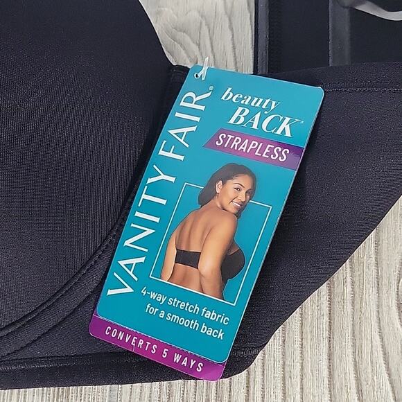 Vanity Fair Women's Beauty Back Strapless Bra, Black, Size 40D, NWT - Picture 3 of 7